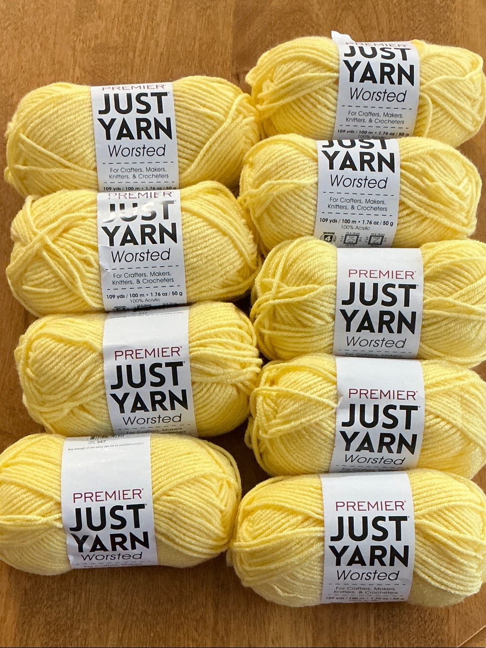 Premier Just Yarn Worsted - Pale Yellow Skeins (9)
